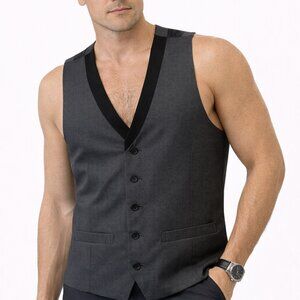 Le Château Men's Grey Tailored Suit Vest - Size Medium